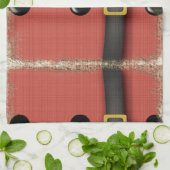 ベルトボタン付きサンタ調スーツ キッチンタオル (折り畳み)