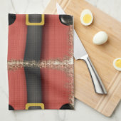 ベルトボタン付きサンタ調スーツ キッチンタオル (四つ折り)