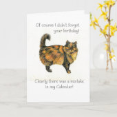 ベルト誕生日カード – 茶色のタビー猫 カード (黄色い花)