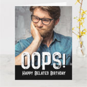 ベルト誕生日写真及びタイポグラフィカード カード (黄色い花)