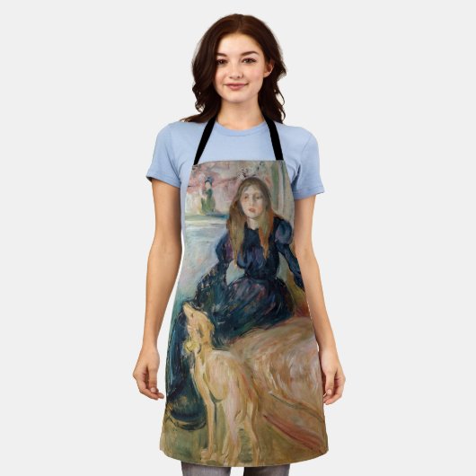 ベルト・モリゾ - ジュリーと彼女のグレイハウンド ラエルテ エプロン (着用した状態)