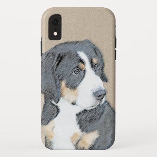 ベルナーゼンネンハウンドの子犬の絵画 - オリジナルアート Case-Mate iPhoneケース (裏面)