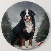 ベルナーゼンネンハウンドの雪のクリスマス 缶バッジ (正面)