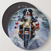 ベルナーゼンネンハウンド バイクに乗る クリスマス 缶バッジ (正面&裏面)