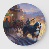 ベルナーゼンネン犬のクリスマスシーズン ラージ壁時計 (正面)