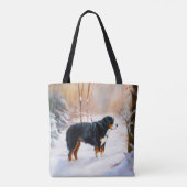 ベルナーゼンネン犬 雪が降る クリスマス トートバッグ (裏面)