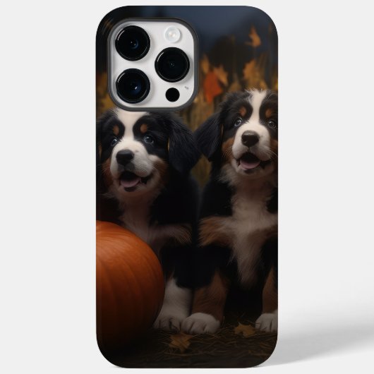 ベルナーゼンマウンテンパピーの秋の喜び パンプキン Case-Mate iPhoneケース (裏面)