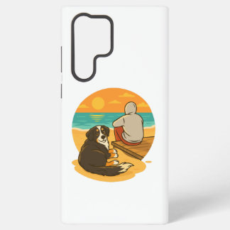 ベルナーゼン・マウンテンドッグと夕日のビーチ SAMSUNG GALAXY S22 ULTRAケース