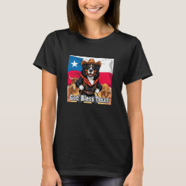 ベルナーゼン・マウンテン・ドッグ ゴッド・ブレス・テキサス Tシャツ