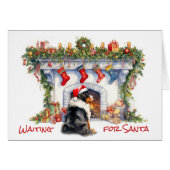 ベルナードッグがサンタ・クリスマス暖炉を待つ (正面横)