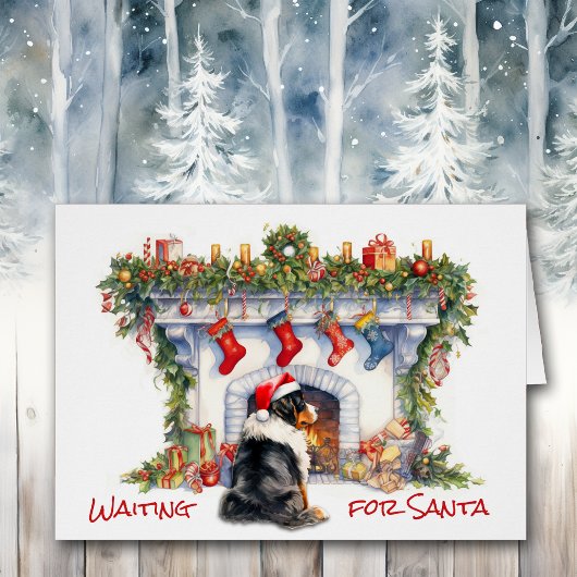 ベルナードッグがサンタ・クリスマス暖炉を待つ