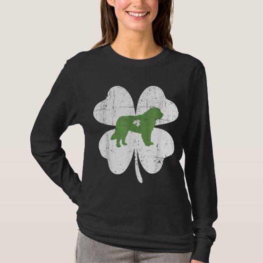 ベルナールSt patricks day恋人アイリッシュシャームロックドッグL Tシャツ (正面)