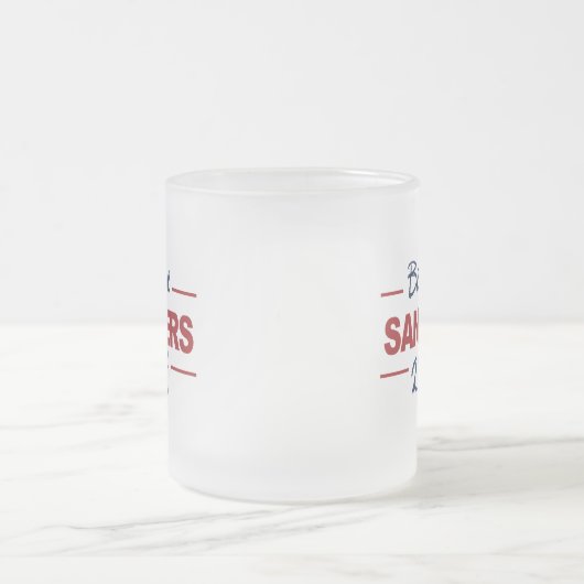 ベルニーの研摩機2016のキャンペーン印の筆記体を選んで下さい フロストグラスマグカップ (中央)