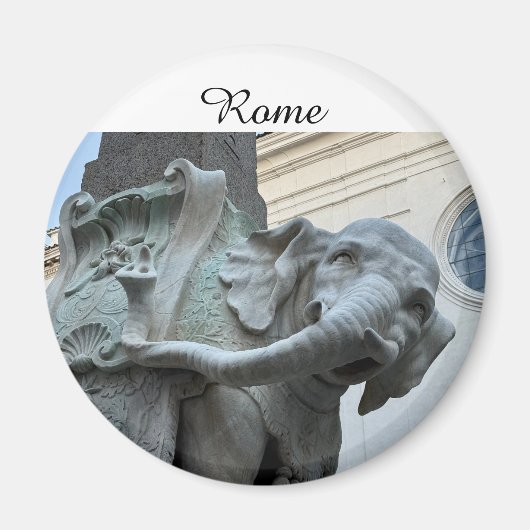 ベルニーニの象とオベリスク - イタリア ローマ マグネット (正面)