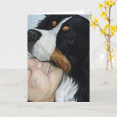 "ベルニー愛"犬の芸術のブランクNotecard カード (黄色い花)