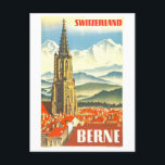 ベルヌ，スイス， Vintage Travelポスター ポストカード<br><div class="desc">このハガキは、ヴィンテージ旅行ポスターのスイス広告のベルヌ美術館の複製である。</div>