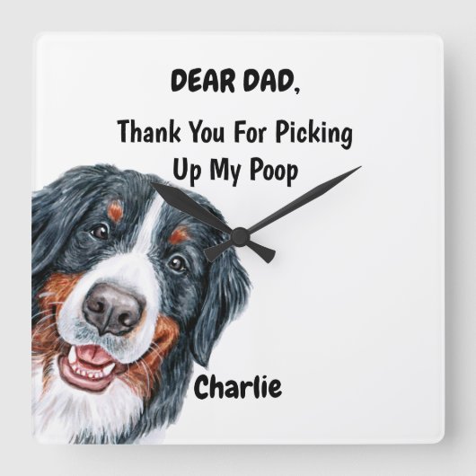 ベルネおもしろいスマウンテンパパウォーター色カニンアート スクエア壁時計 (正面)