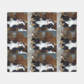 ベルネスの山犬の子犬 フリースブランケット (正面(横))