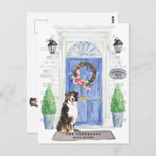 ベルネスマウンテンドッグ引越し案内葉書 ポストカード (正面/裏面)