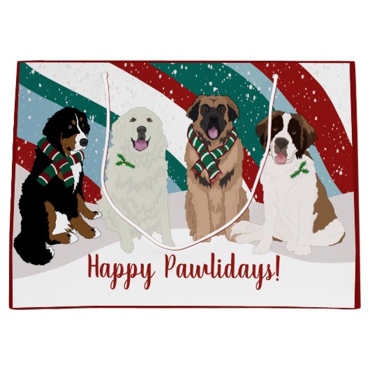 ベルネスレオンベルガー素晴らしピレネー大クリスマス ラージペーパーバッグ (正面)