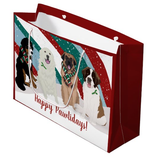 ベルネスレオンベルガー素晴らしピレネー大クリスマス ラージペーパーバッグ (正面アングル)
