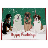 ベルネスレオンベルガー素晴らしピレネー・クリスマス ラージペーパーバッグ (正面)