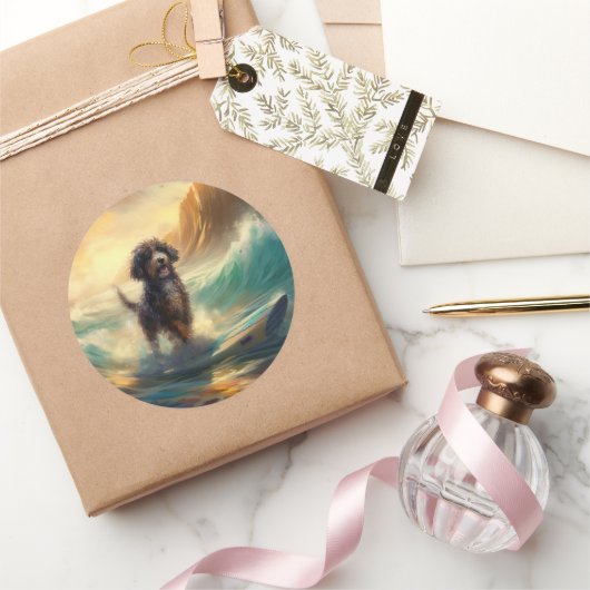 ベルネドドールビーチサーフィン絵画ズ ラウンドシール (ギフト)