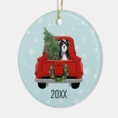 ベルネドードルクリスマスドッグ赤トラック セラミックオーナメント (左)