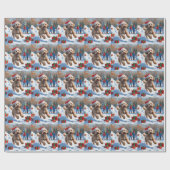 ベルネドードルクリスマスフェスティバル雪のシーンドッグ ラッピングペーパー (フラット)