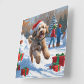 ベルネドードルクリスマスフェスティバル雪のシーン スクエア壁時計 (傾斜)