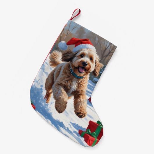 ベルネドードルクリスマスフェスティバル雪のシーン スモールクリスマスストッキング (正面 (吊り時))