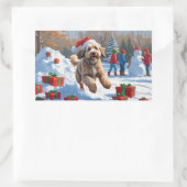 ベルネドードルクリスマスフェスティバル雪のシーン 長方形シール (バッグ)