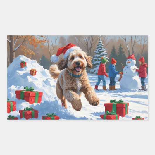 ベルネドードルクリスマスフェスティバル雪のシーン 長方形シール (正面)