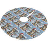 ベルネドードルドッグウィンターワンダーランドクリスマス ブラッシュドポリエステルツリースカート (アングル)