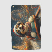 ベルネドードルドッグローラーコースタークリスマス ゴルフタオル (正面)