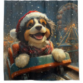 ベルネドードルドッグローラーコースタークリスマス シャワーカーテン (正面)