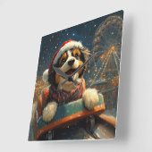 ベルネドードルドッグローラーコースタークリスマス スクエア壁時計 (傾斜)