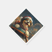 ベルネドードルドッグローラーコースタークリスマス スタンダードカクテルナプキン (角)
