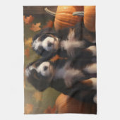 ベルネドードルパピーオータムデライトカボチャ キッチンタオル (縦)