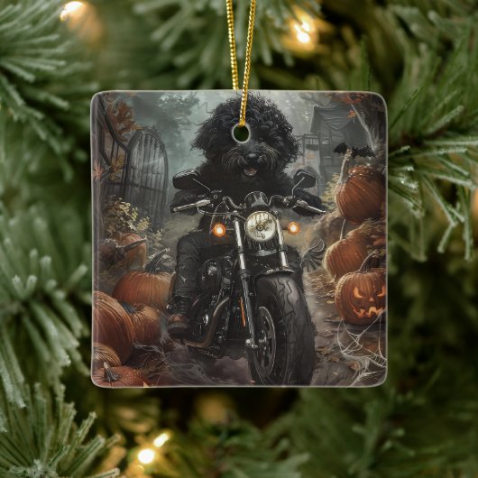 ベルネドードルライディングオートバイハロウィンホラー セラミックオーナメント (ツリー)