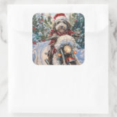 ベルネドールドッグオートバイクリスマス スクエアシール (バッグ)