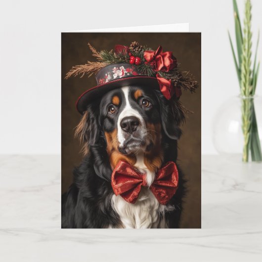 ベルネビクトリアンスの犬のクリスマス シーズンカード (正面)