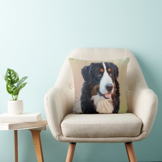 ベルネマウンテンドッグアート クッション (椅子)