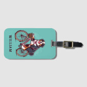 ベルネーズドッグバイクもしくは自転車に乗る人、バイクアドベンチャーカスタマイズ名称 ラゲッジタグ (正面横)