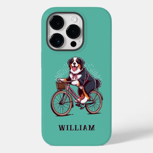 ベルネーズドッグバイクもしくは自転車に乗る人、バイクアドベンチャーカスタマイズ名称 Case-Mate iPhoneケース (裏面)