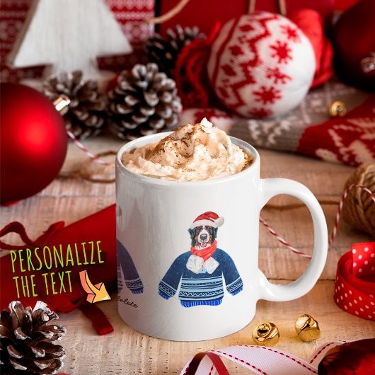 ベルネーズドッグ醜いセーターを着てクリスマスドッグ恋人 コーヒーマグカップ