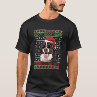 ベルネーズマウンテンおもしろいドッグウーフメリークリスマス Tシャツ