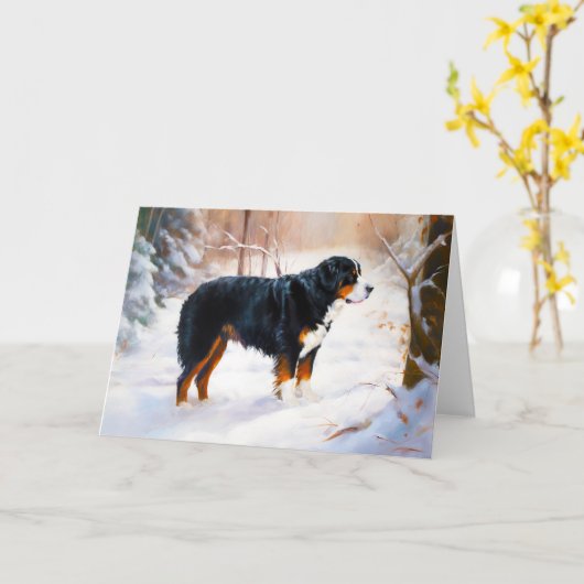 ベルネーズマウンテンで雪のクリスマスを過ごす カード (黄色い花)