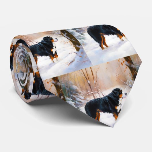 ベルネーズマウンテンで雪のクリスマスを過ごす ネクタイ (ロール)