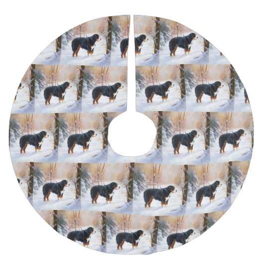 ベルネーズマウンテンで雪のクリスマスを過ごす ブラッシュドポリエステルツリースカート (正面)